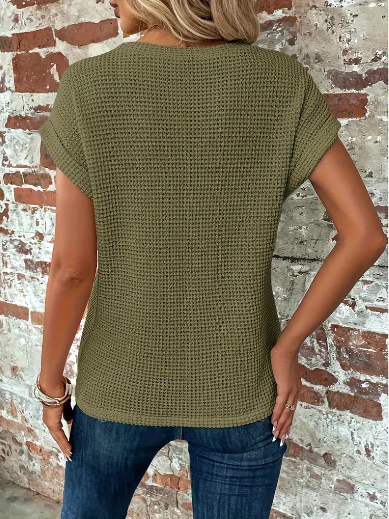 T-shirt Estivo da Donna con Maniche Corte e Girocollo in Tessuto Leggero