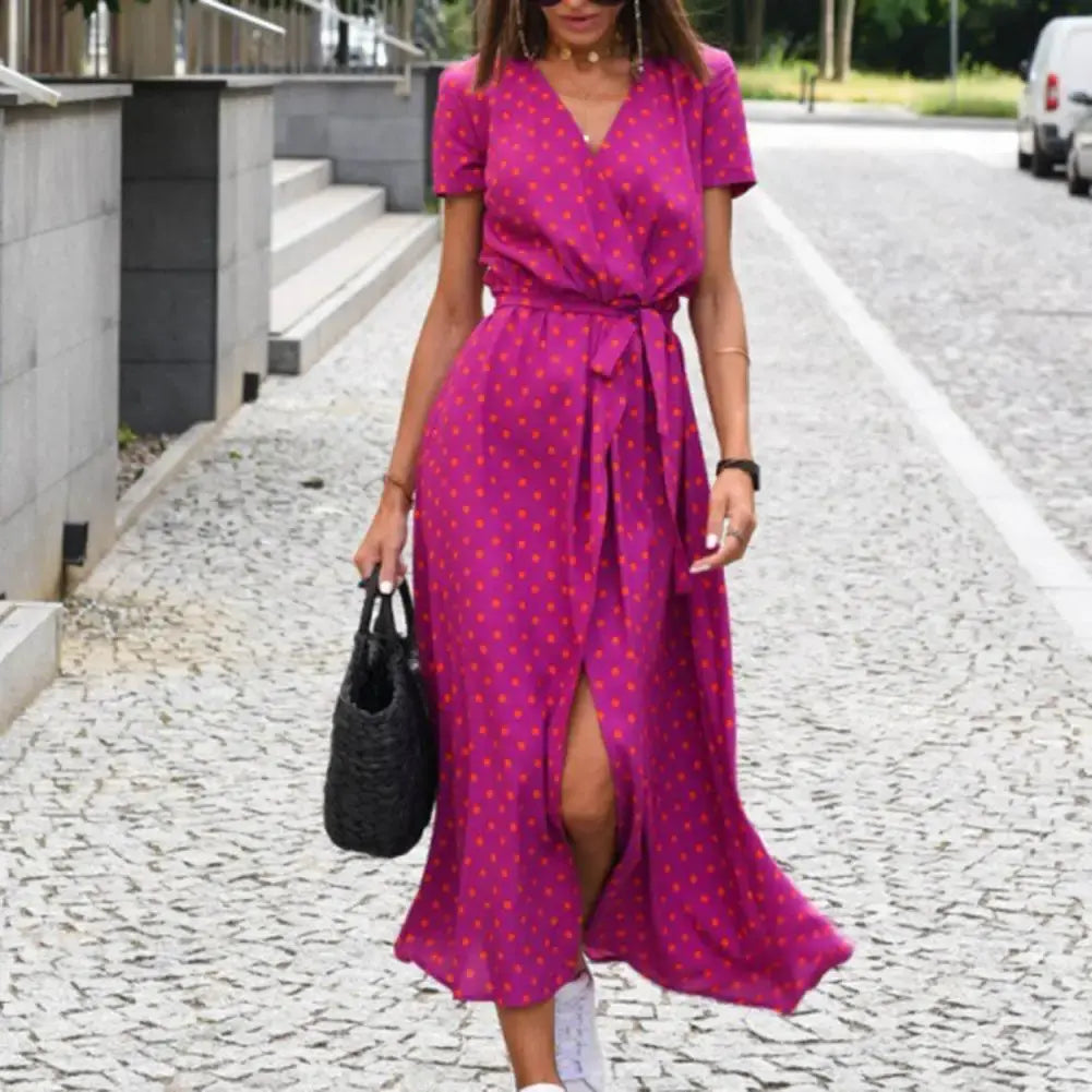 Vestito a portafoglio con stampa floreale da donna