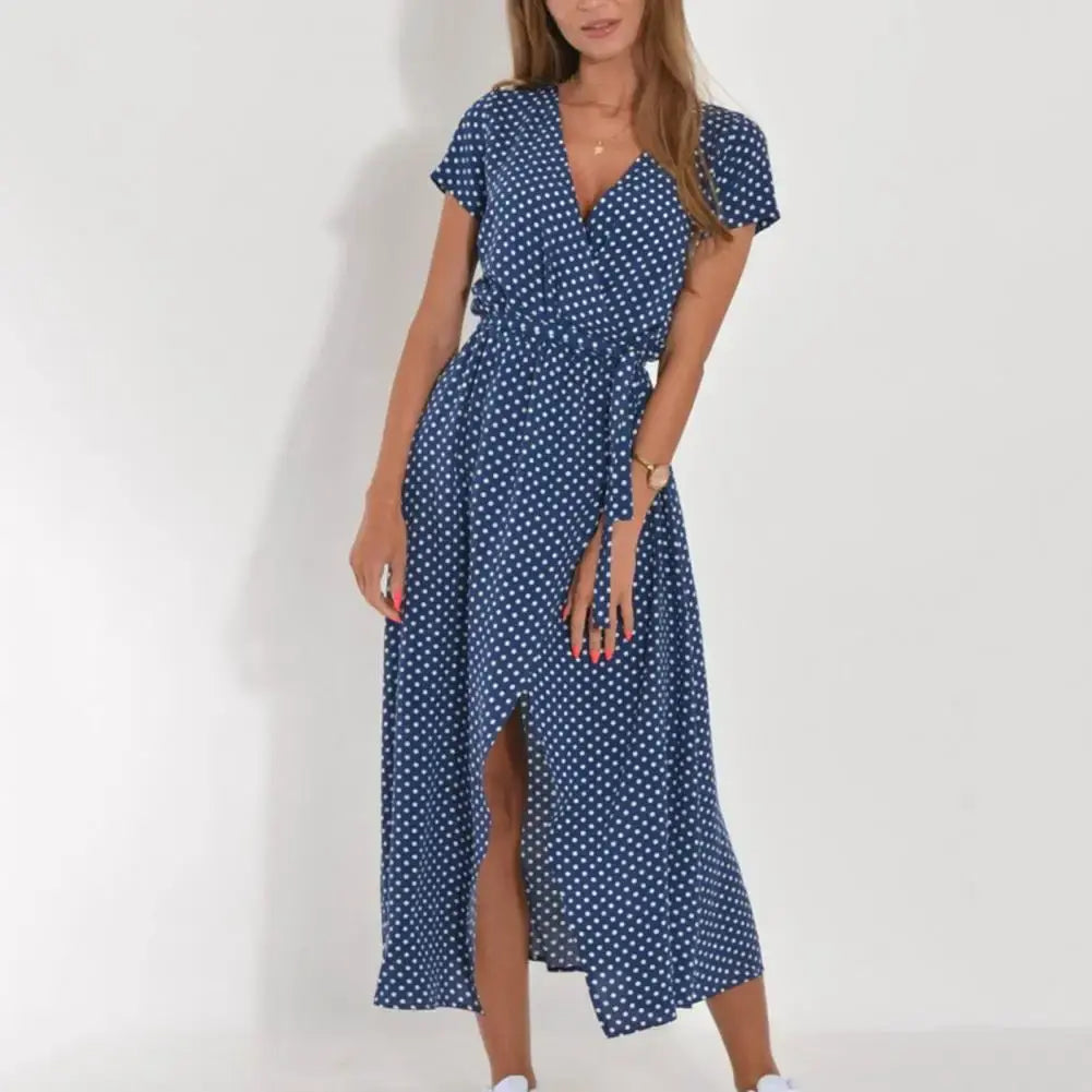 Vestito a portafoglio con stampa floreale da donna