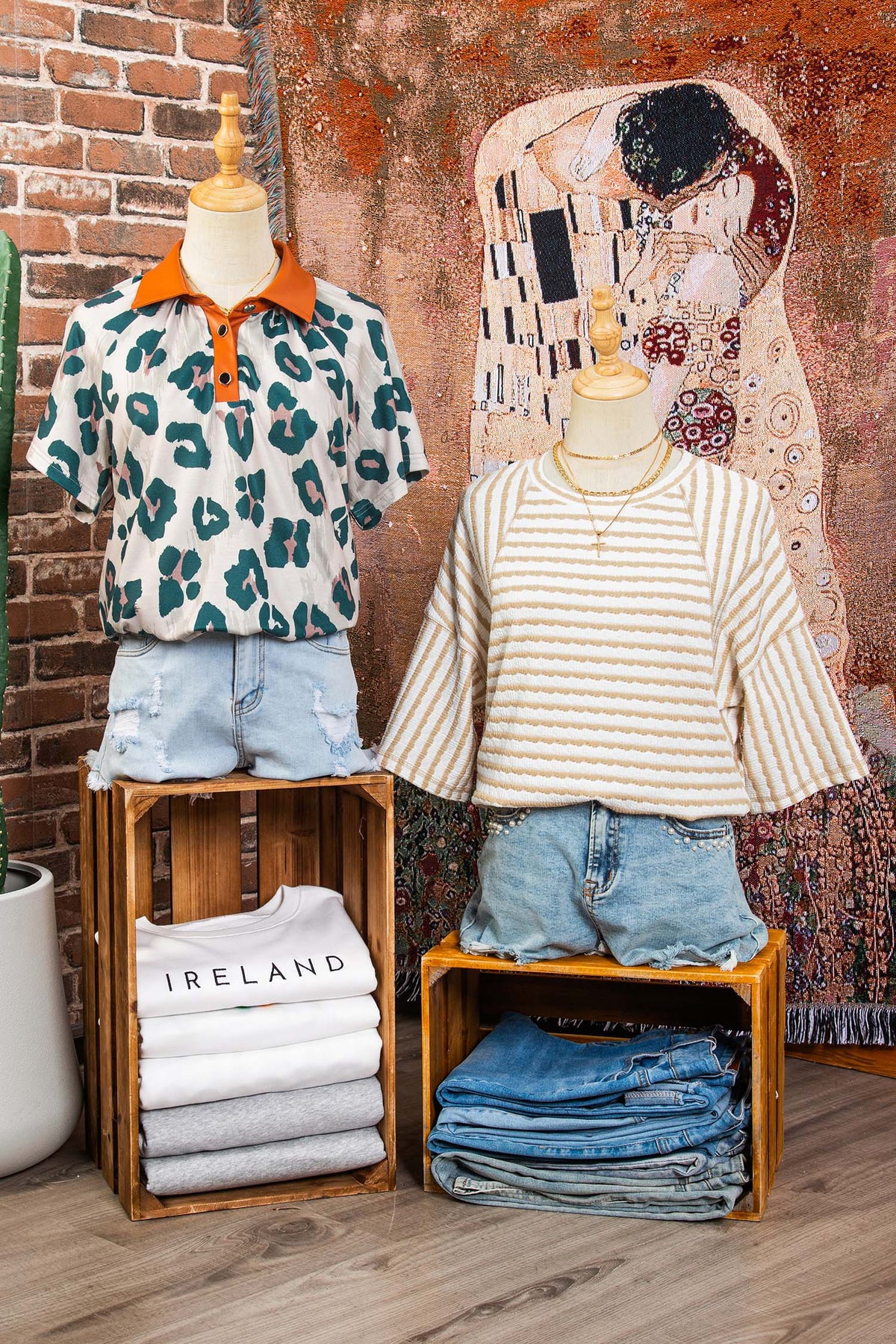 Top Largo a Righe in Maglia Strutturata con Spacco e Maniche a Metà