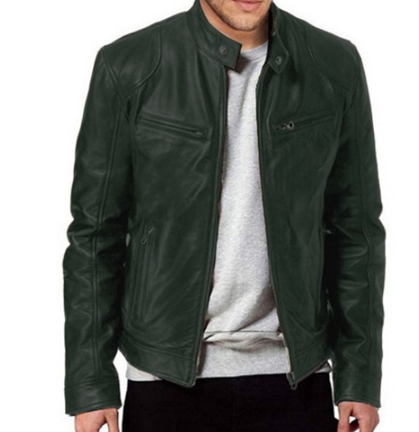 Giacca in pelle classica da uomo – Giacca da motociclista slim fit di alta qualità