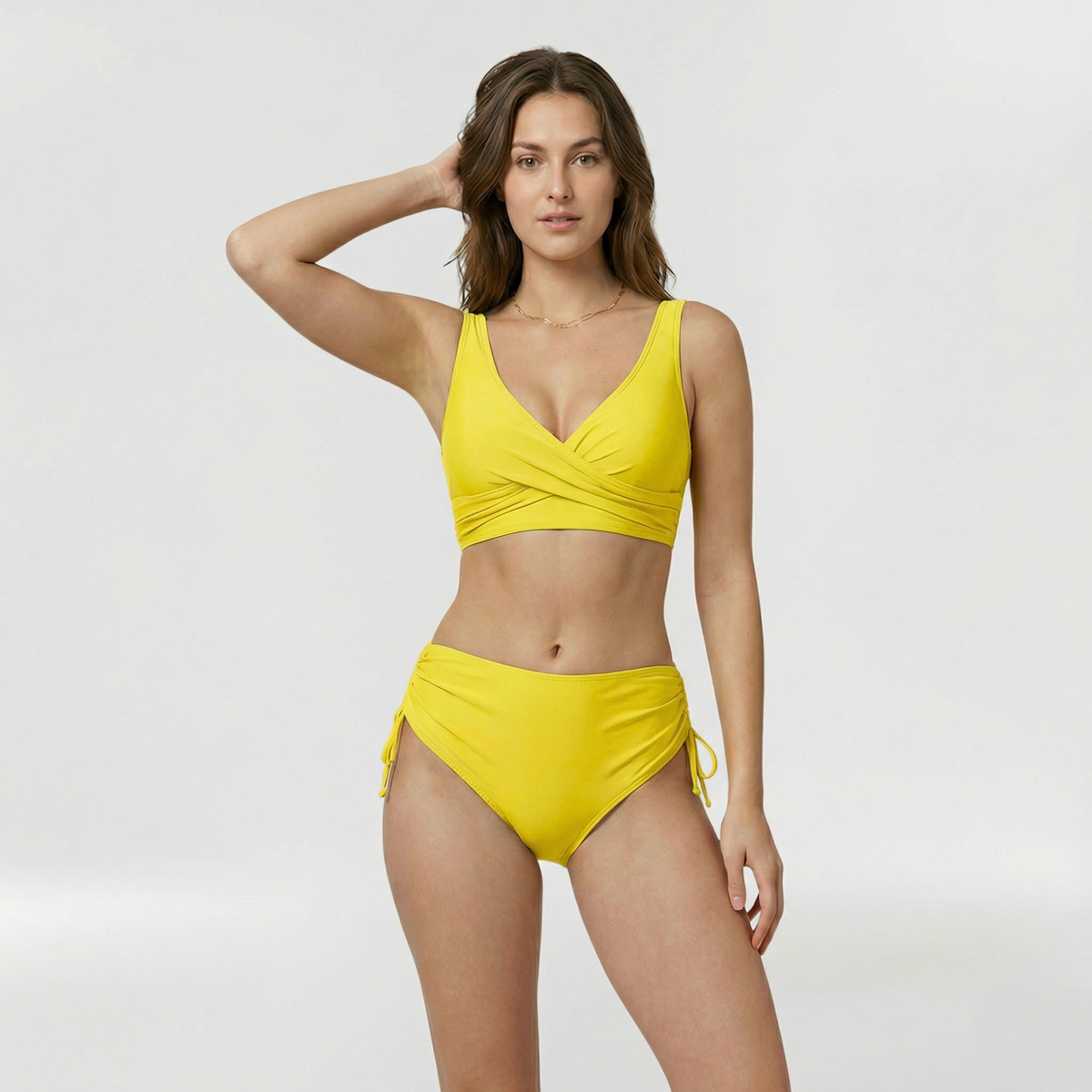 Bikini da donna con top incrociato e spalline larghe per mare