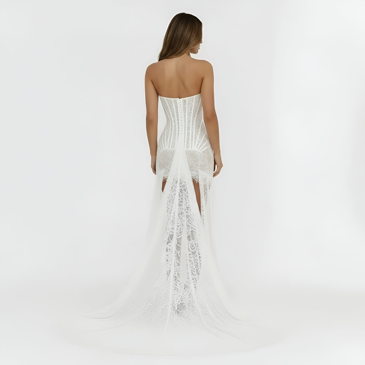 Abito corto donna a corsetto in pizzo vestito aderente elegante con spalline sottili