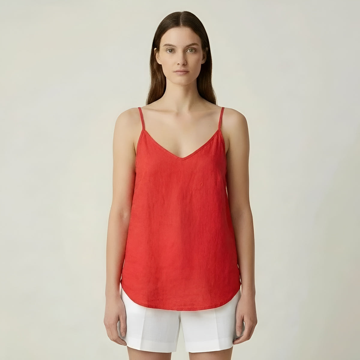 Canotta donna lino estiva spalline sottili top casual leggero traspirante