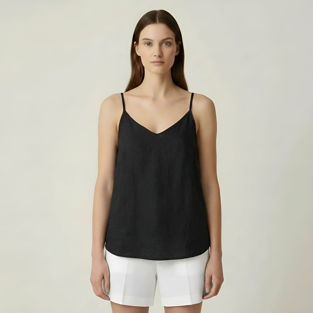 Canotta donna lino estiva spalline sottili top casual leggero traspirante