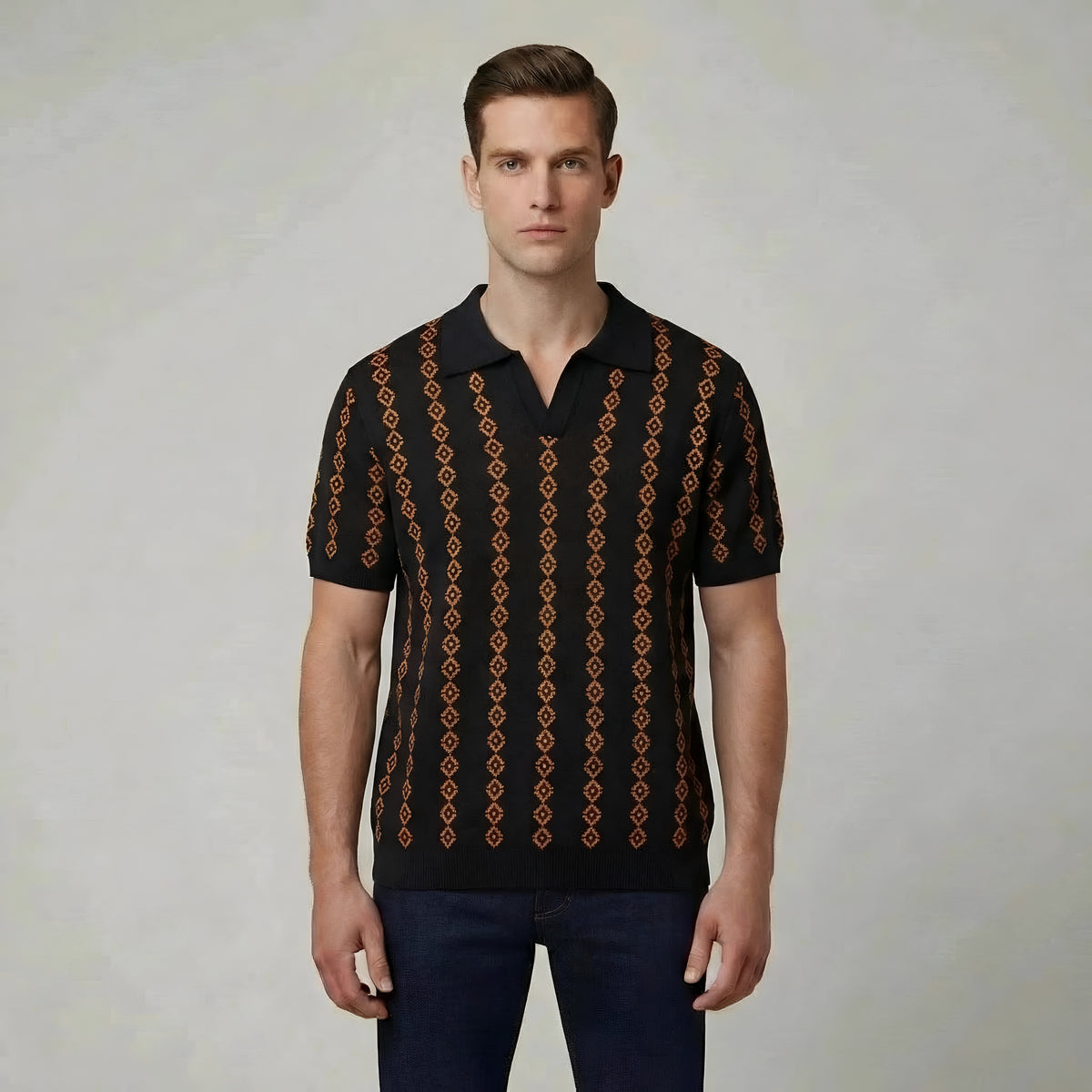 Polo uomo maglia traforata manica corta colletto camicia casual estiva uomo