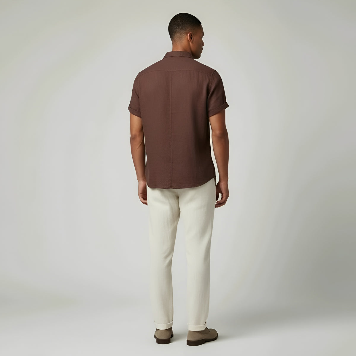 Camicia uomo maniche corte lino casual camicia estiva uomo traspirante con bottoni