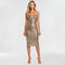 Abito donna elegante midi con paillettes vestito da sera aderente con spalline