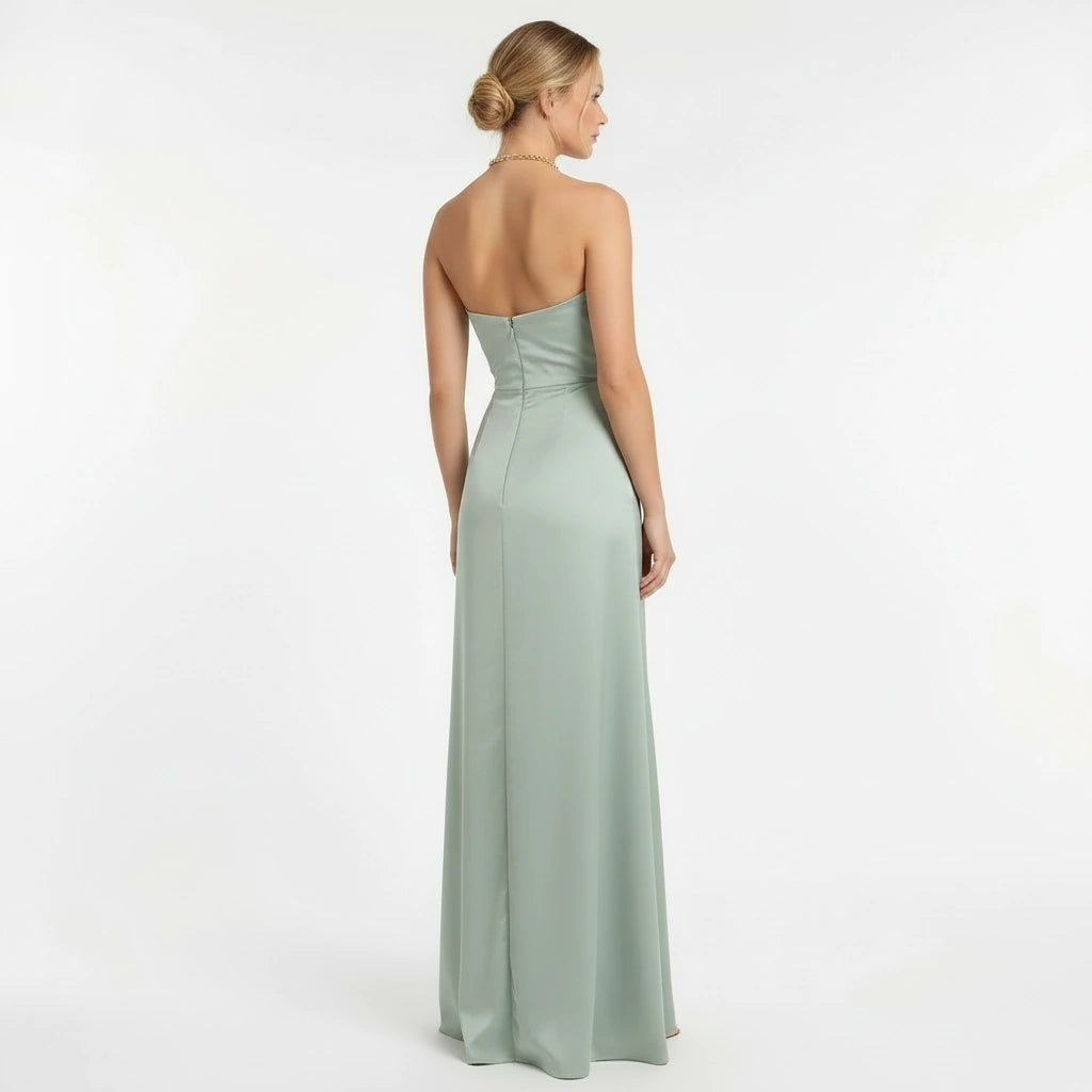 Abito lungo elegante monospalla donna con spacco alto vestito da sera aderente
