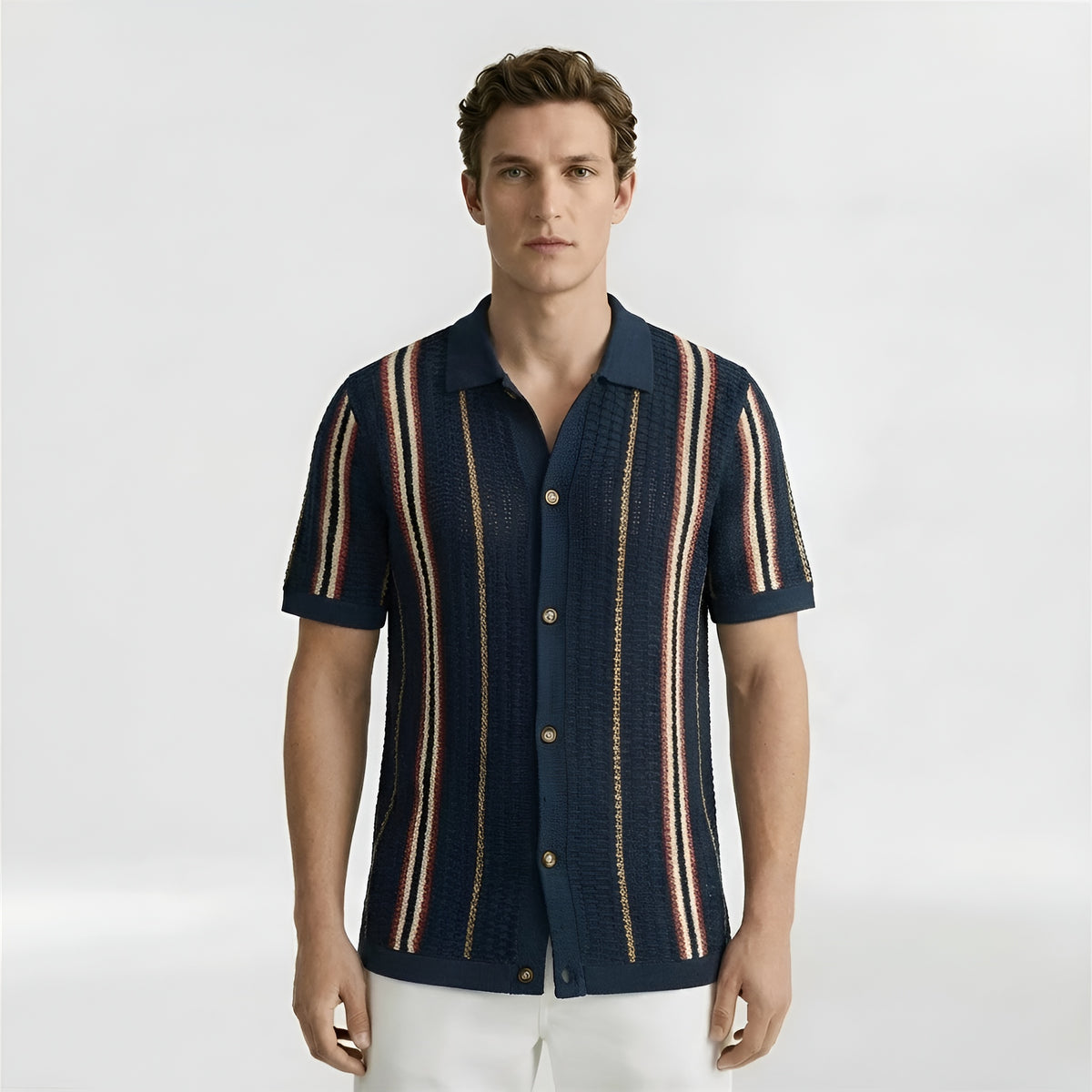Camicia Uomo a Maglia Maniche Corte con Colletto Camicia Casual Traspirante Uomo