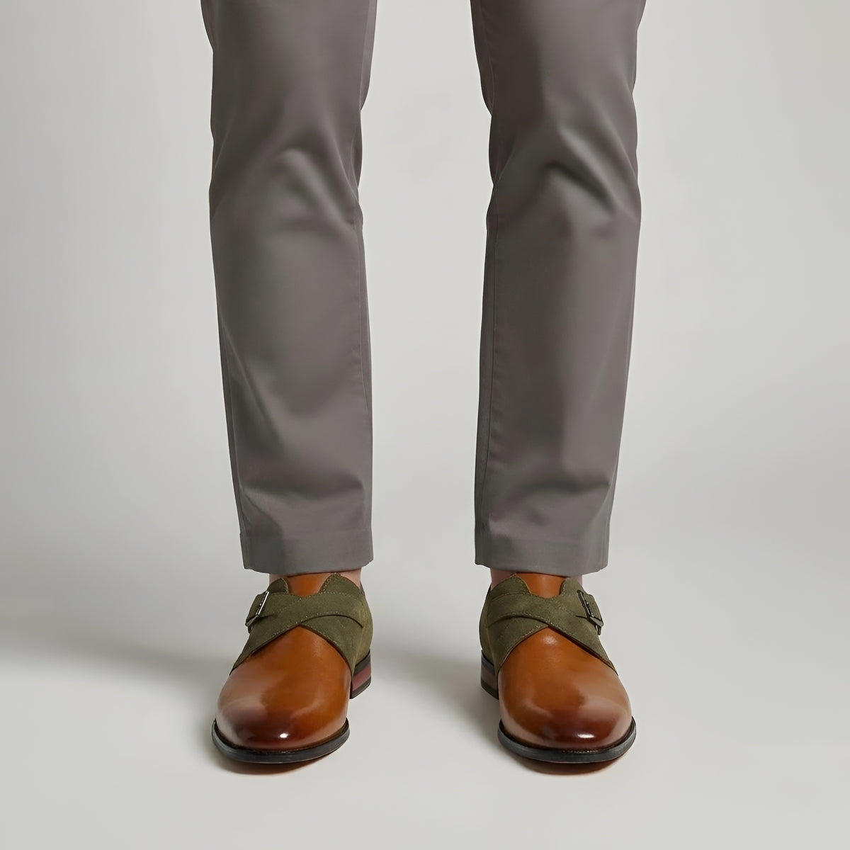 Scarpe Eleganti Uomo Monk Strap con Fibbia in Pelle Sintetica Scarpe Formali Uomo