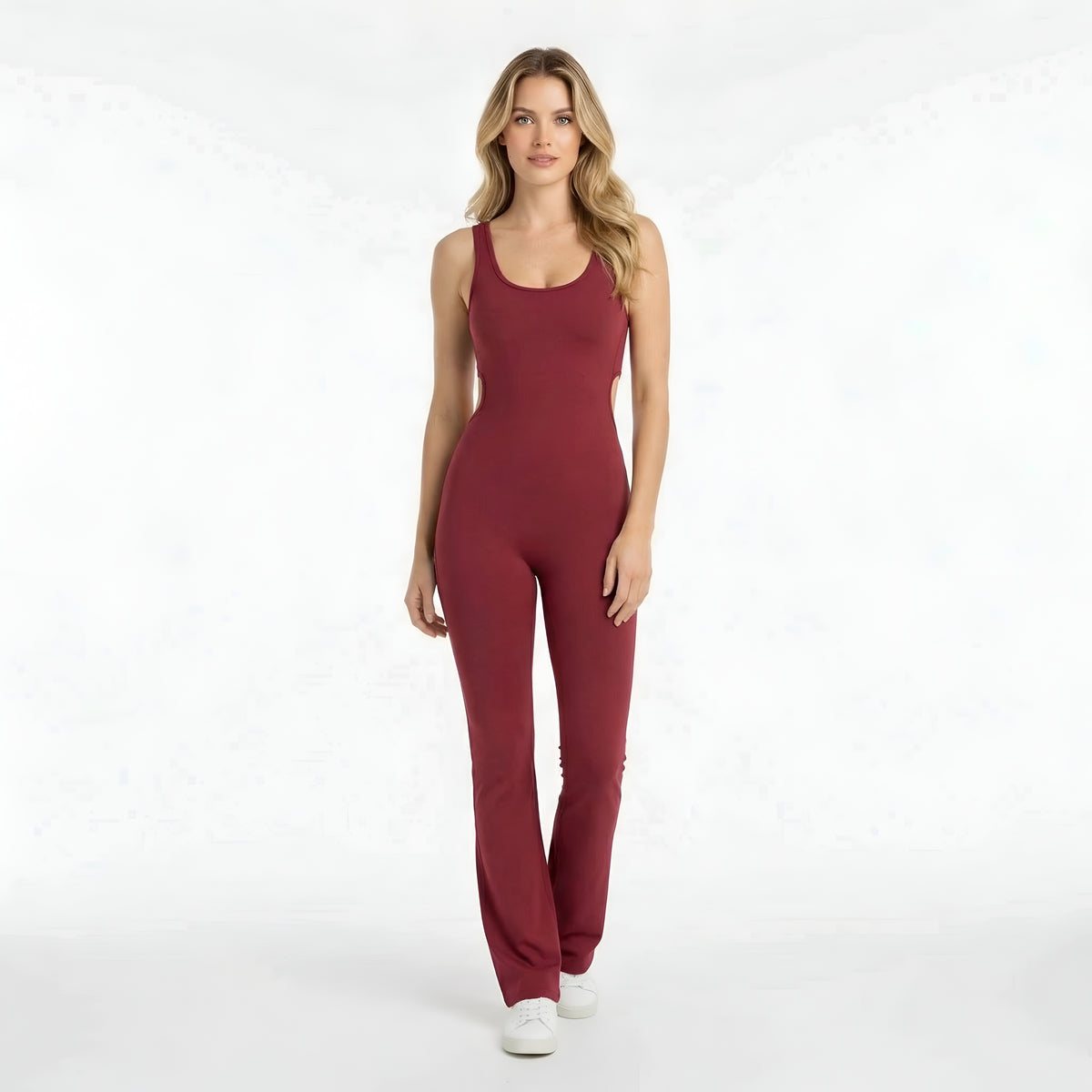Tuta Donna Sportiva Intera Fitness Yoga Pantaloni Svasati Body Ginnastica Senza Maniche