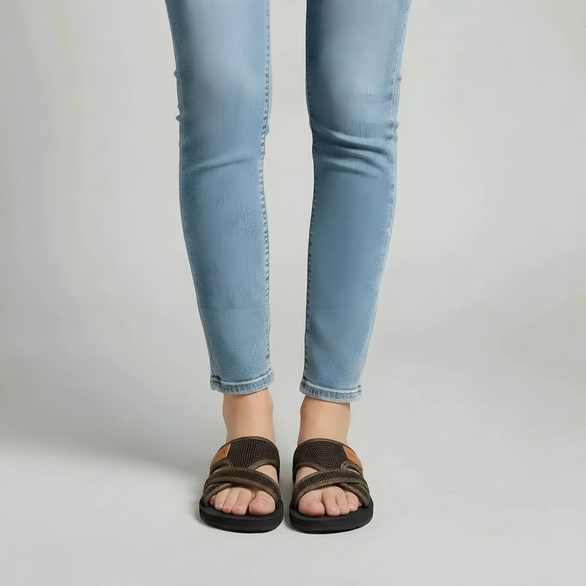 Sandali Donna Infradito Casual con Fasce in Tessuto Ciabatte Estive Suola Gomma