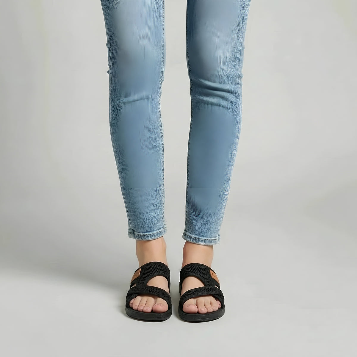 Sandali Donna Infradito Casual con Fasce in Tessuto Ciabatte Estive Suola Gomma