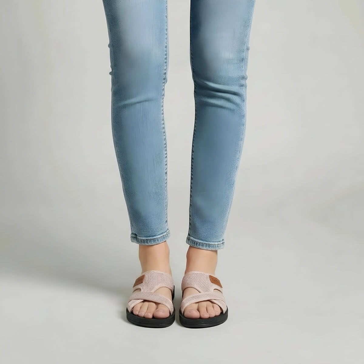 Sandali Donna Infradito Casual con Fasce in Tessuto Ciabatte Estive Suola Gomma