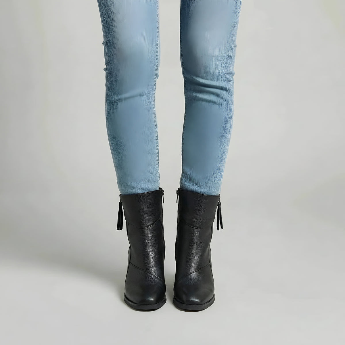 Stivaletti donna con tacco largo e zip laterale, stivali corti eleganti