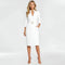 Vestito midi donna elegante con cintura e maniche lunghe, abito aderente formale
