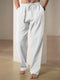 Pantaloni in lino estivi da uomo – Vestibilità comoda con coulisse elastica