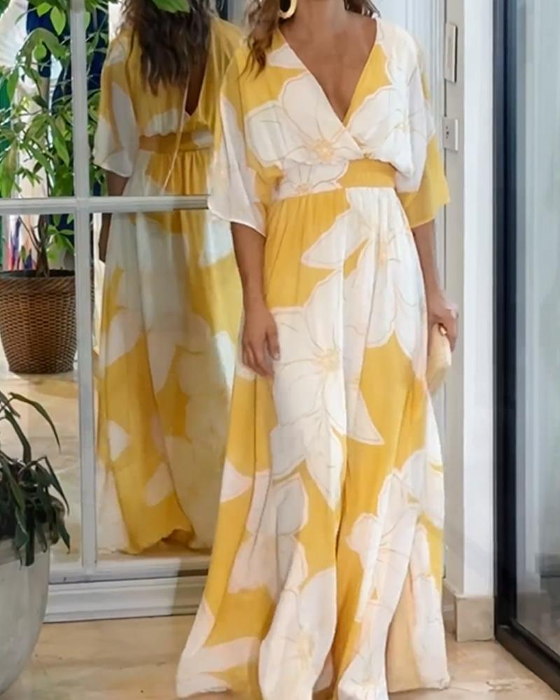 Abito da Donna – Elegante Abito Floreale con Dettagli a Contrasto e Taglio Femminile