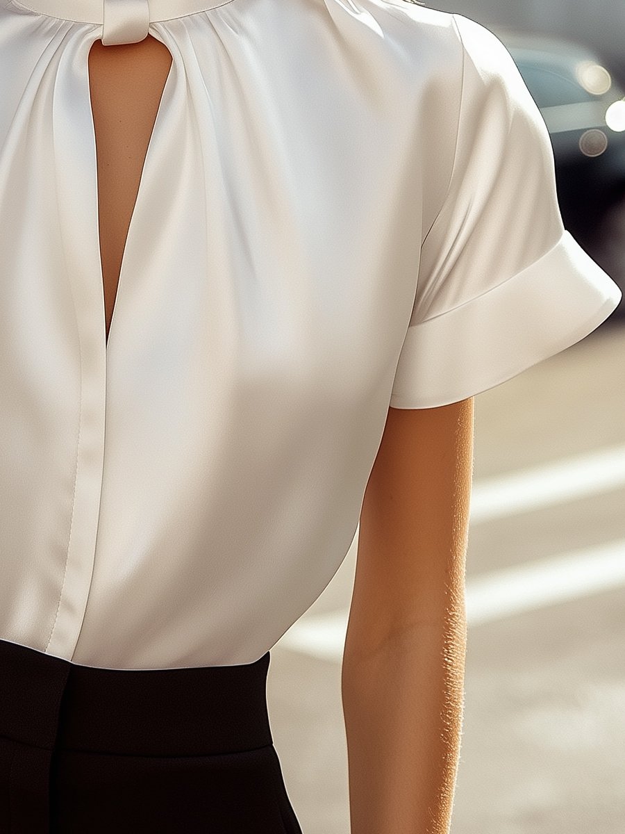 Camicetta Elegante in Raso con Collo Annodato Chic