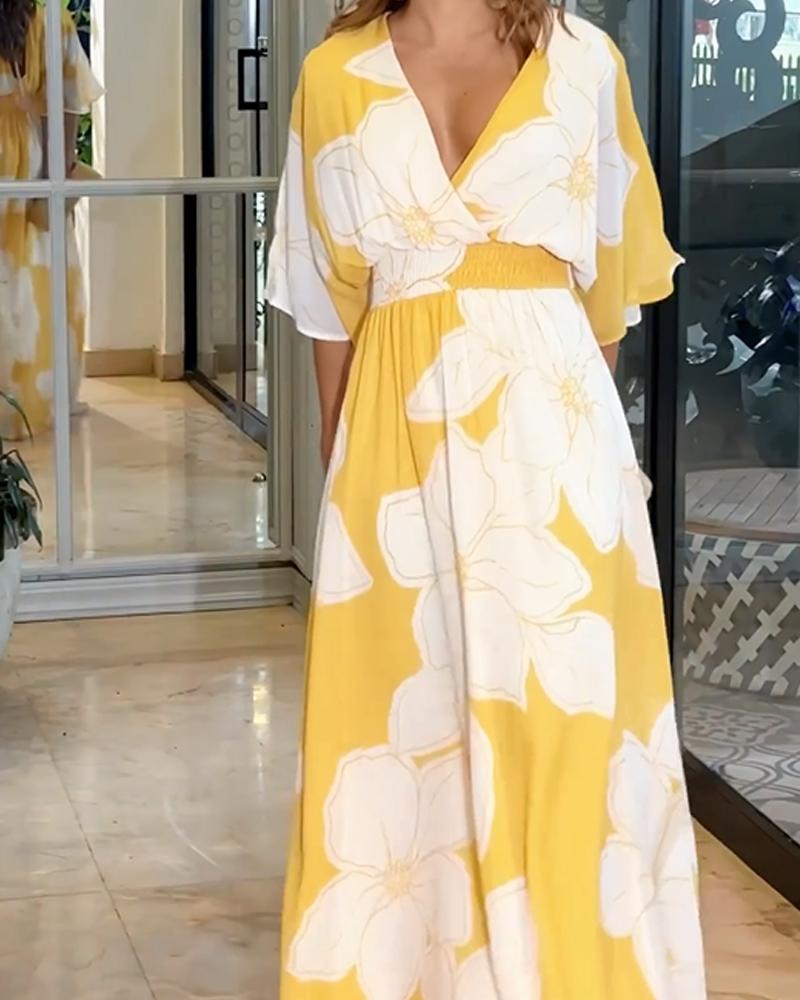 Abito da Donna – Elegante Abito Floreale con Dettagli a Contrasto e Taglio Femminile