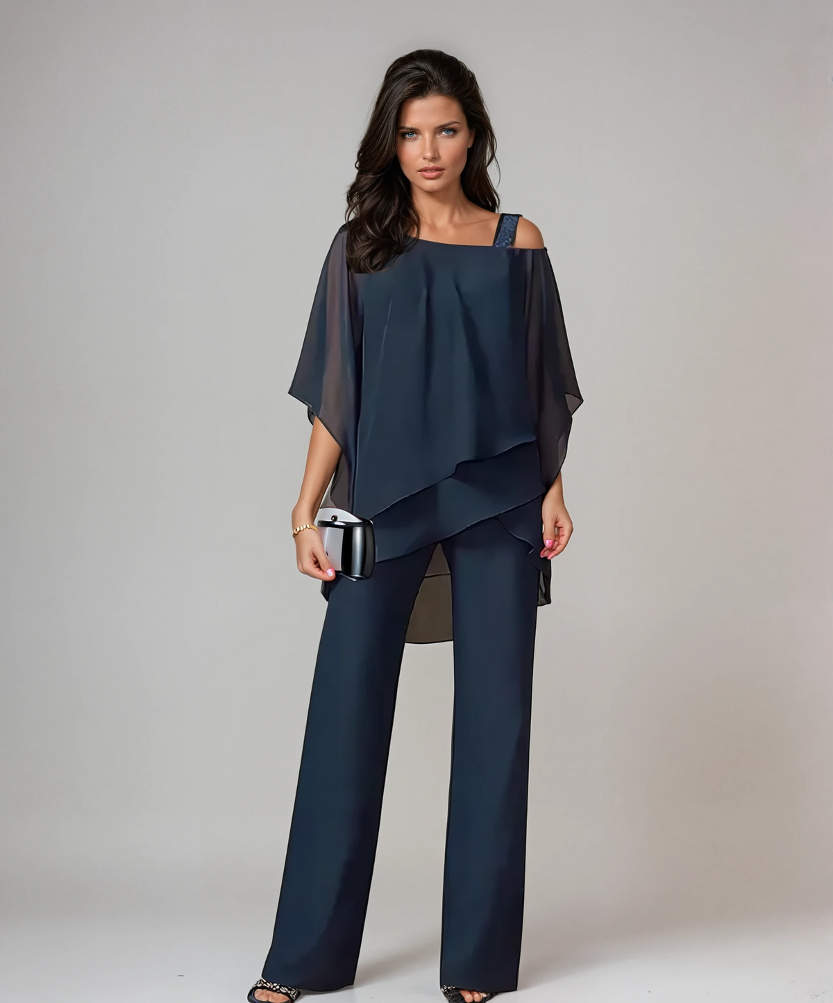 Elegante completo a due pezzi a strati