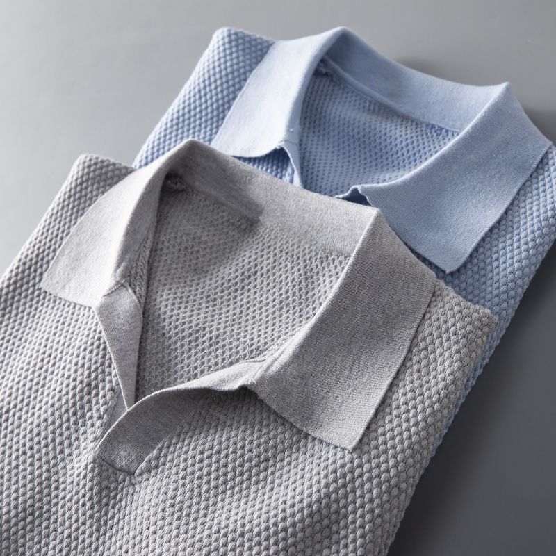 Polo da uomo a maniche corte in maglia testurizzata