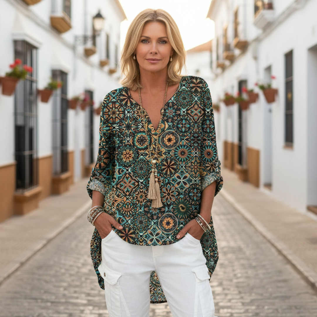 Camila | Camicia di Lino Donna con Bottoni e Taglio Lungo