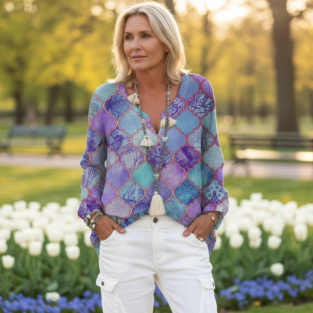 Camila | Camicia di Lino Donna con Bottoni e Taglio Lungo