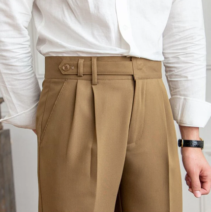 Elegante Pantalone Uomo Sartoriale Piega Gamba Dritta