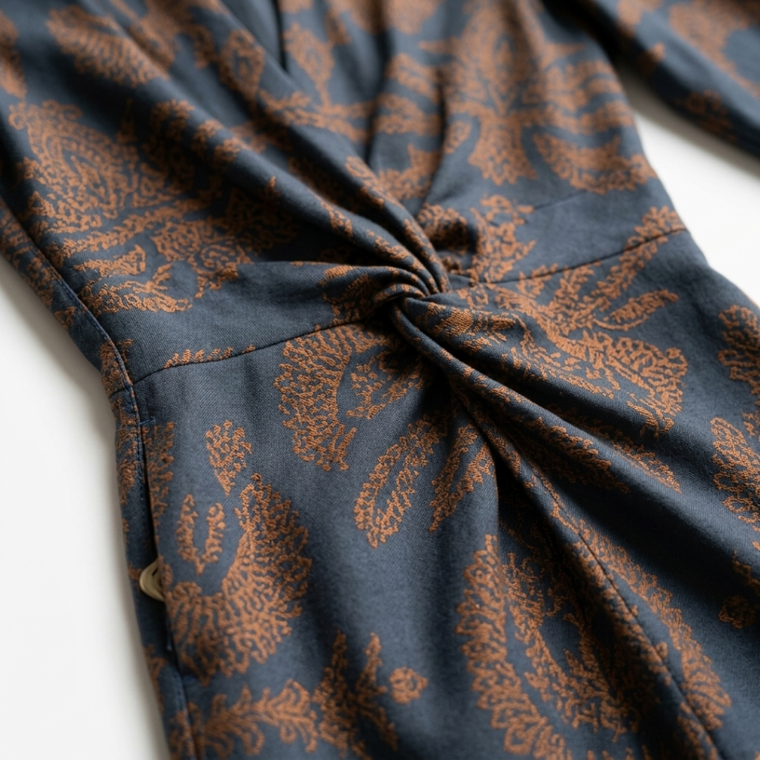 Carmen | Vestito Lungo Stampato Ospite di Nozze con Drappeggio