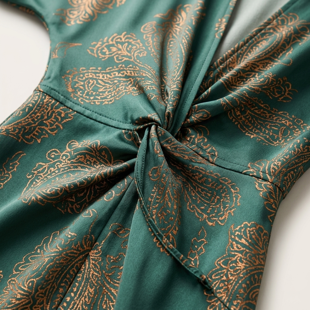 Carmen | Vestito Lungo Stampato Ospite di Nozze con Drappeggio