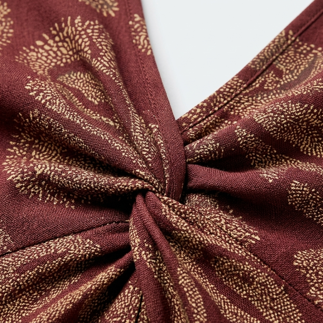 Carmen | Vestito Lungo Stampato Ospite di Nozze con Drappeggio
