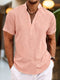 Camicia in Lino da Uomo Silas – Camicia Estiva Traspirante con Collo Henley e Maniche Corte