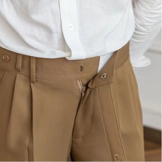 Elegante Pantalone Uomo Sartoriale Piega Gamba Dritta