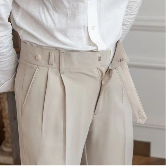 Elegante Pantalone Uomo Sartoriale Piega Gamba Dritta